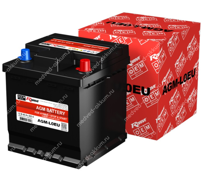 RDrive OEM AGM 40 Ач 28800-21211 (335LN0) обр. L0
