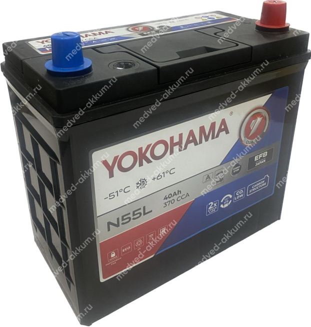 Yokohama EFB 40 Ач N55 обр. B24L толст.кл.