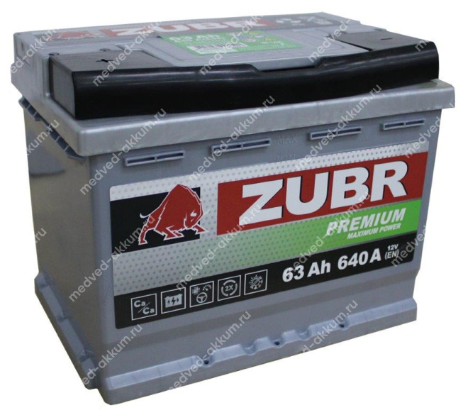 ZUBR Premium 63 Ач пр. L2